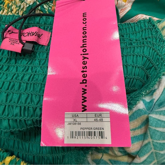 NWT BETSEY JOHNSON Tropical Smocked Green and Yellow Maxi Dress - Picture 15 of 17
